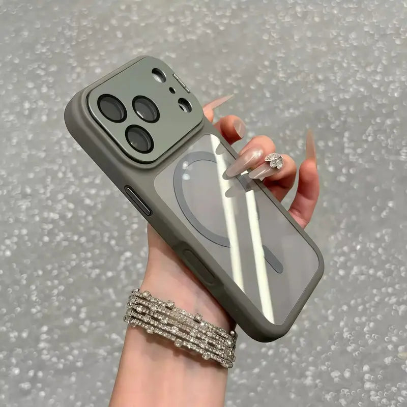 Colnel Matte Magnetic Handheld Cellphone Casing - Shockproof, Lens Cover Kickstand, Large Camera Window, Protective Wireless Charging Compatible Accessory for Iphone 12/13/14/15/16/17 Promax/Pro/Plus Devices #YJMBJTZJCXXYKBLACK