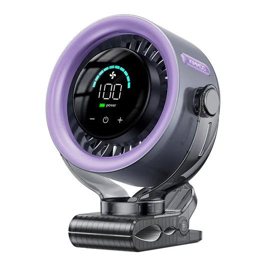 Summerwins 4000Mah Mini Rechargeable Desk Fan - 100-Speed Touch Control, LED Display, 360° Rotate Quiet Turbo, Mini Clip-On Design Desk Fan, Long-Life Rechargeable, Hands-Free Clip-On, USB Battery Operated for Stroller, Travel, Camping, Mini Clip-On Desig