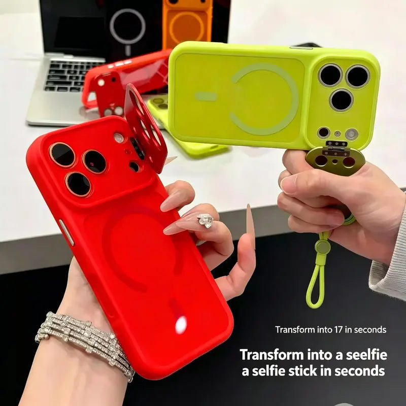 Colnel Matte Magnetic Handheld Cellphone Casing - Shockproof, Lens Cover Kickstand, Large Camera Window, Protective Wireless Charging Compatible Accessory for Iphone 12/13/14/15/16/17 Promax/Pro/Plus Devices #YJMBJTZJCXXYKBLACK