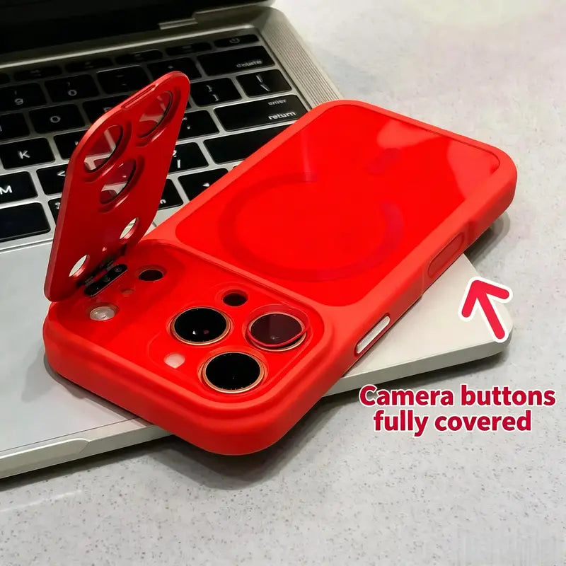 Colnel Matte Magnetic Handheld Cellphone Casing - Shockproof, Lens Cover Kickstand, Large Camera Window, Protective Wireless Charging Compatible Accessory for Iphone 12/13/14/15/16/17 Promax/Pro/Plus Devices #YJMBJTZJCXXYKBLACK