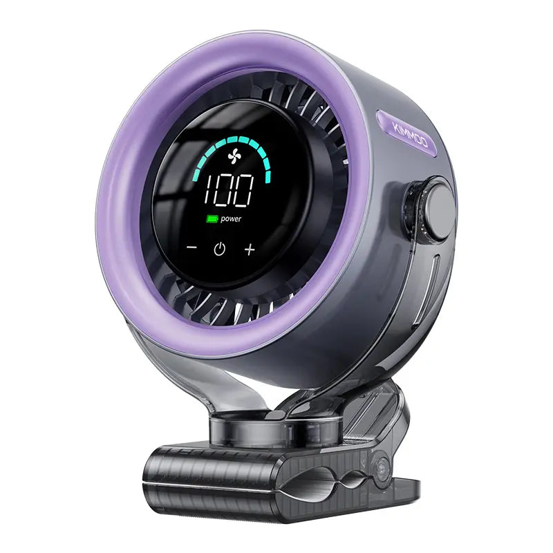 Summerwins 4000Mah Mini Rechargeable Desk Fan - 100-Speed Touch Control, LED Display, 360° Rotate Quiet Turbo, Mini Clip-On Design Desk Fan, Long-Life Rechargeable, Hands-Free Clip-On, USB Battery Operated for Stroller, Travel, Camping, Mini Clip-On Desig